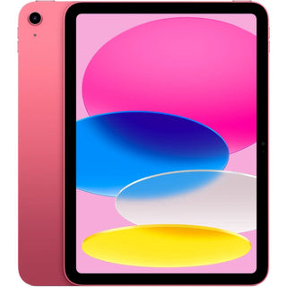 De Apple iPad A16 (2025) 11-inch Wi-Fi in Roze toont abstracte kleurrijke ovalen op het levendige Liquid Retina-scherm, waarbij zowel het heldere display als de roze achterkant zichtbaar zijn.