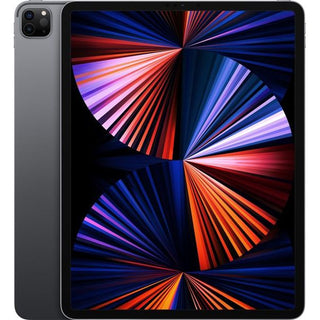 De APPLE iPad Pro 12,9" (2021) 5e generatie, in zilver, heeft een levendig Liquid Retina XDR-display, dunne randen, dubbele camera's aan de achterkant en wordt aangedreven door de Apple M1-chip. Dit model biedt 256 GB opslagruimte en WiFi-connectiviteit.