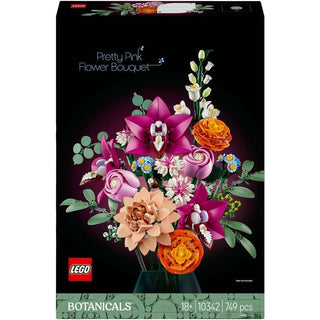 De LEGO Botanicals Roze boeket - Bloemen Decoratie - 10342 set van LEGO bevat 749 stukjes om een levendig bloemenboeket te bouwen met roze, oranje en perzik bloemen - perfect als kunstbloemen decoratie voor volwassenen.