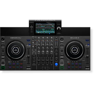 De Denon DJ SC LIVE 4 is een 4-kanaals standalone DJ-controller van Denon met jogwielen, faders, knoppen, een centraal touchscreen en Wi-Fi ontvanger voor naadloos mixen en trackbediening.