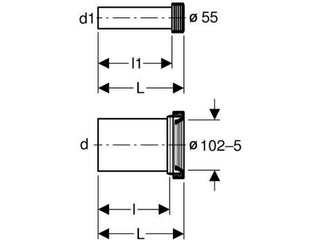 Geberit afvoer- en toevoermanchet 18.5cm 90/45mm
