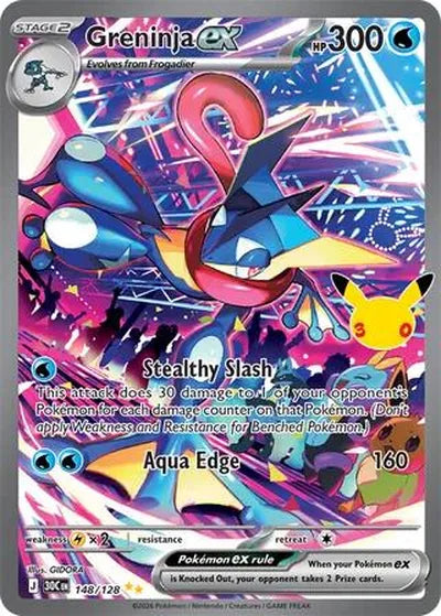 Pokémon 30th Celebration Greninja ex 148/128 secret rare kaart