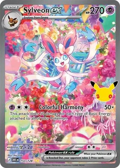 Pokémon 30th Celebration Sylveon ex 153/128 secret rare kaart