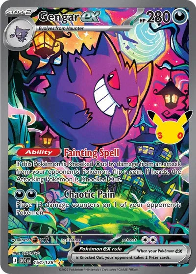 Pokémon 30th Celebration Gengar ex 154/128 secret rare kaart