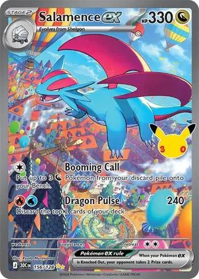 Pokémon 30th Celebration Salamence ex 156/128 secret rare kaart