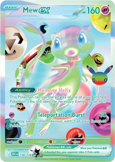Pokémon 30th Celebration Mew ex 158/128 secret rare kaart