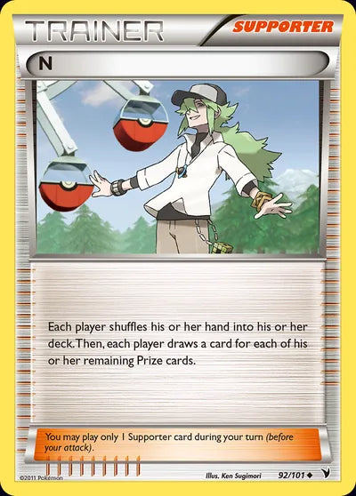 Originele Pokémon-kaart N uit Noble Victories (2011), 92/101