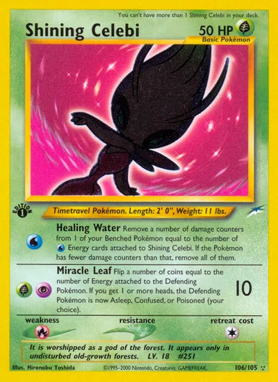 Originele Pokémon-kaart Shining Celebi uit Neo Destiny (2002), 106/105