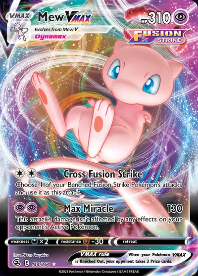 Originele Pokémon-kaart Mew VMAX uit Fusion Strike (2021), 114/264