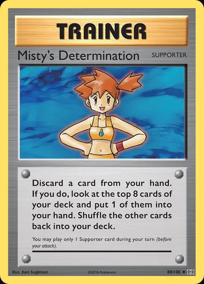 Originele Pokémon-kaart Misty’s Determination uit XY Evolutions (2016), 80/108