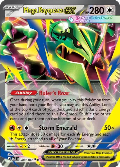 Pokémon Delta Reign Mega Rayquaza ex 084/103 · Double Rare kaart
